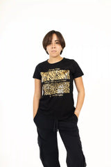 Women Graphic Tee Gold